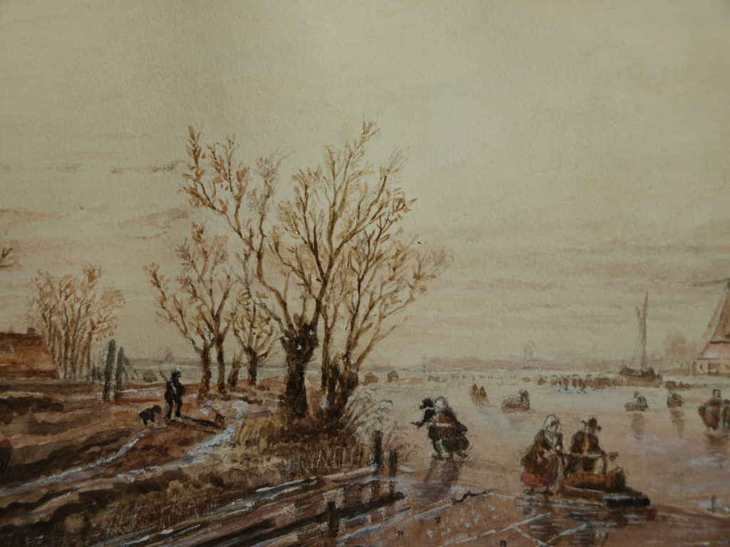 Onbekende kunstenaar – Gouache – Winterlandschap – Gesigneerd “R” – Oud kopen? Bied vanaf 1!