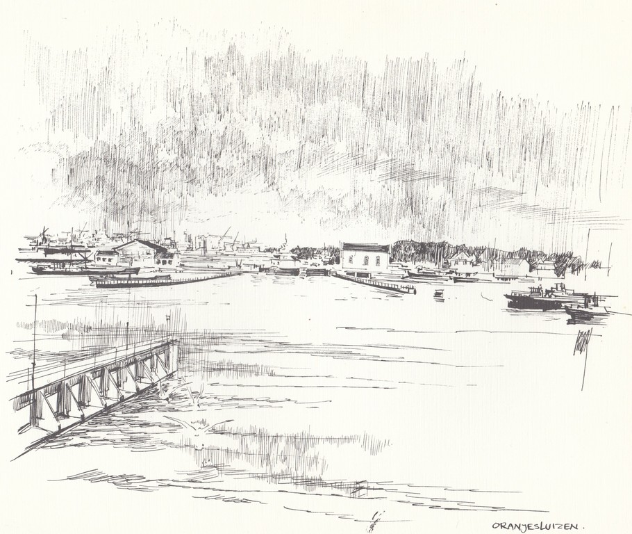 Peter van Straaten - Lithografische prent - Oranjesluizen. kopen? Bied vanaf 1!