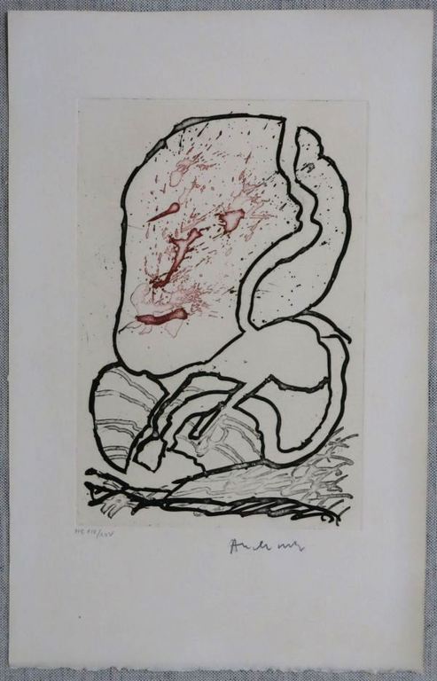 Pierre Alechinsky: Kleurenets, Hoofd verkocht voor € 250!