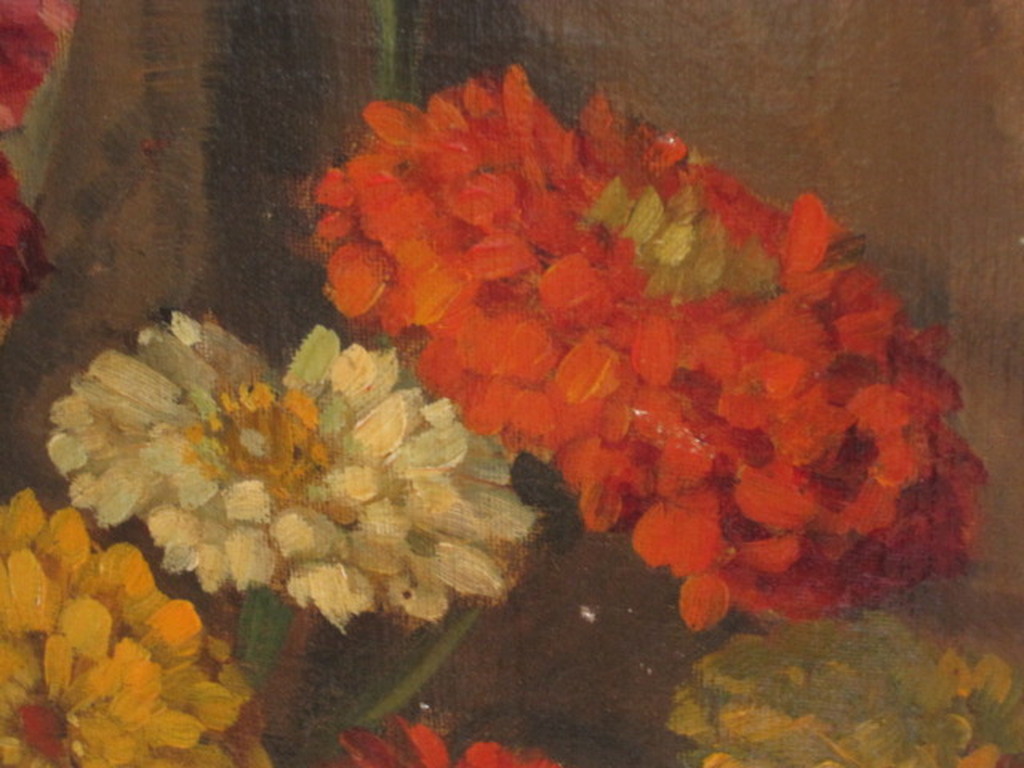 imposant olieverf 1920 stilleven "Asters in tinnen kan" Louis van der Steen 1891 kopen? Bied vanaf 1!