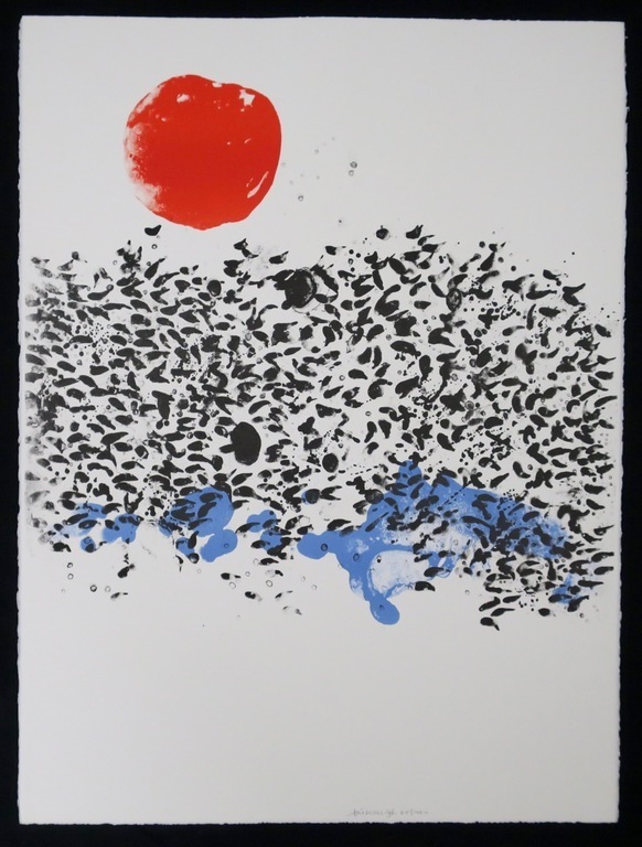 Jef Diederen: Litho, Zonder titel (rode zon) verkocht voor € 145!