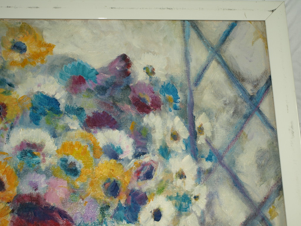 Jan Hermeler : Acrylverf op doek – Stilleven bloemen – Gesigneerd & ingelijst kopen? Bied vanaf 1!