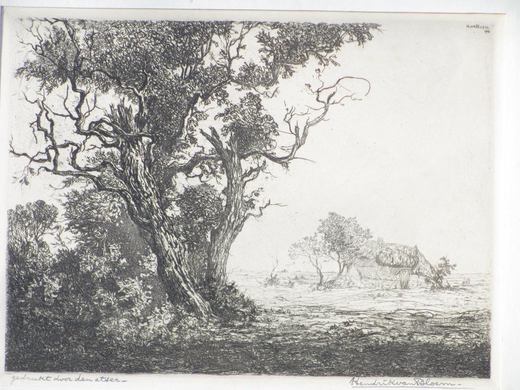 Hendrik van Bloem, Hut in heidelandschap, Ets kopen? Bied vanaf 45!