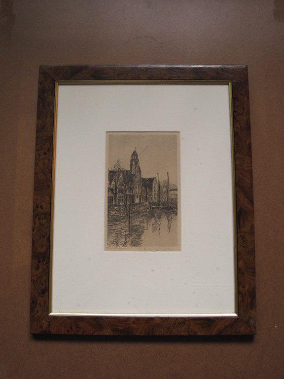 Marius Janssen 1885-1957 mooie ets "Delfshaven" gesigneerd omstreeks 1920 kopen? Bied vanaf 1!