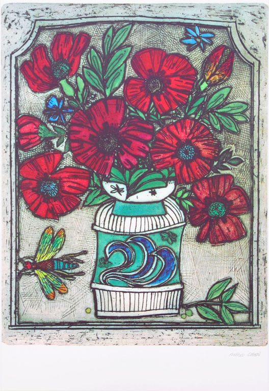 Alfred Cohen - Bloemenvaas - Gesigneerde Litho kopen? Bied vanaf 1!