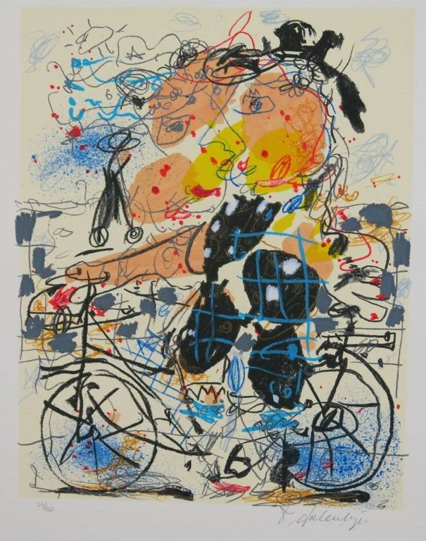 Kees Salentijn: Zeefdruk, Fietser verkocht voor € 85!