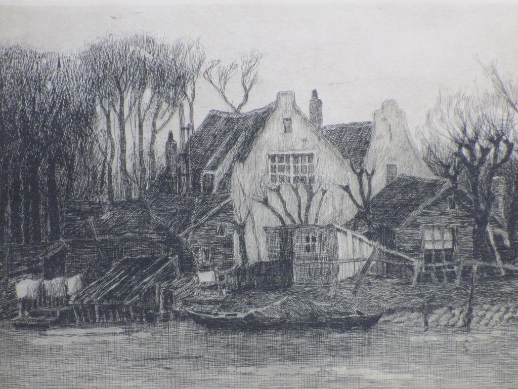 Chris Hammes, Boerderij aan het water, Ets 1916 kopen? Bied vanaf 40!