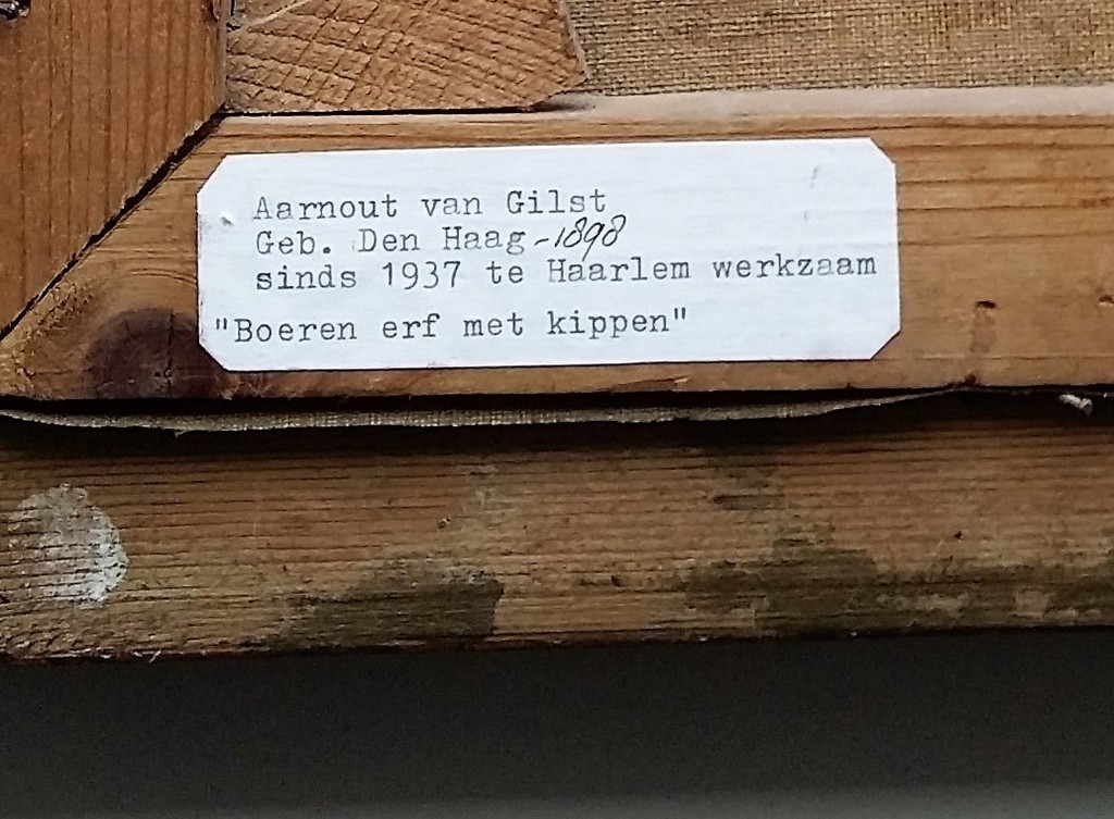 Arnout van Gilst - Olieverf - Boerenerf met Kippen kopen? Bied vanaf 1!