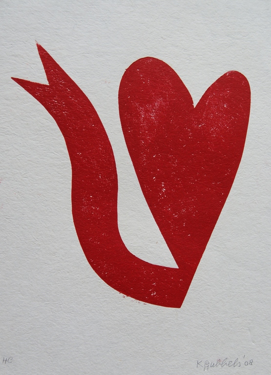 Klaas Gubbels houtdruk Hartenkan - 2008 verkocht voor € 250!