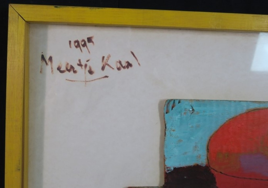 Meertje Kaal: Beschilderde Collage van karton, Schip - Ingelijst kopen? Bied vanaf 1!