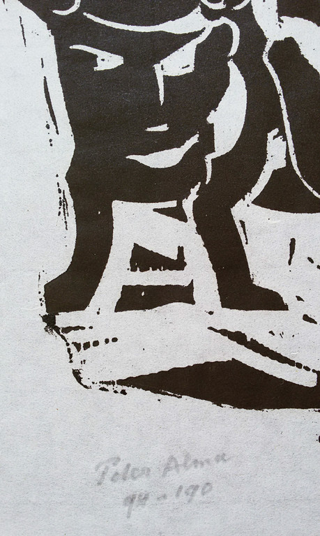 Peter Alma - Totempaal, linoleumsnede op rijstpapier kopen? Bied vanaf 50!