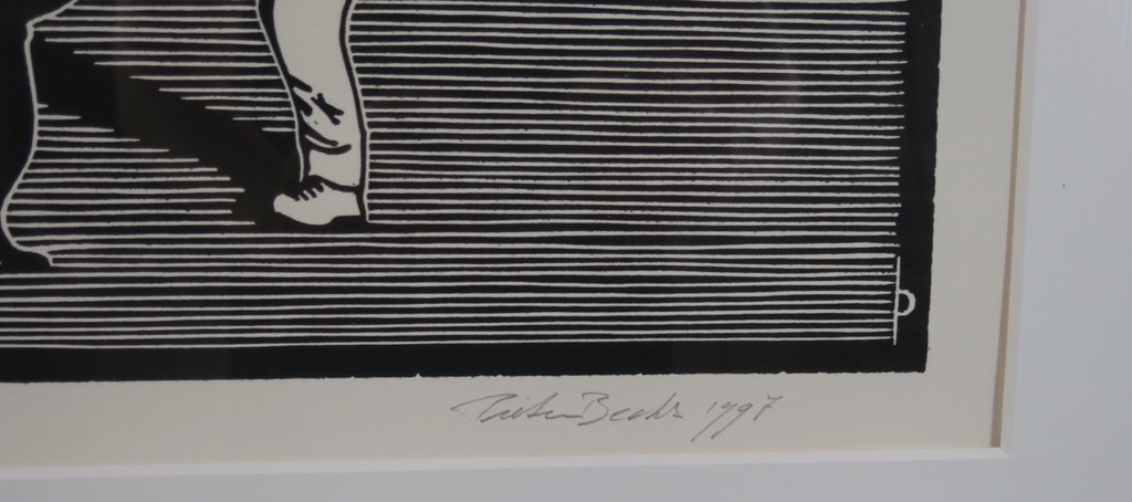 Pieter Becks: Houtsnede, Hond en ik - Ingelijst kopen? Bied vanaf 20!