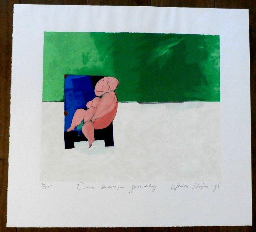 Wouter Stips - zeefdruk: een beetje gelukkkig - 1996 - Groot! kopen? Bied vanaf 125!