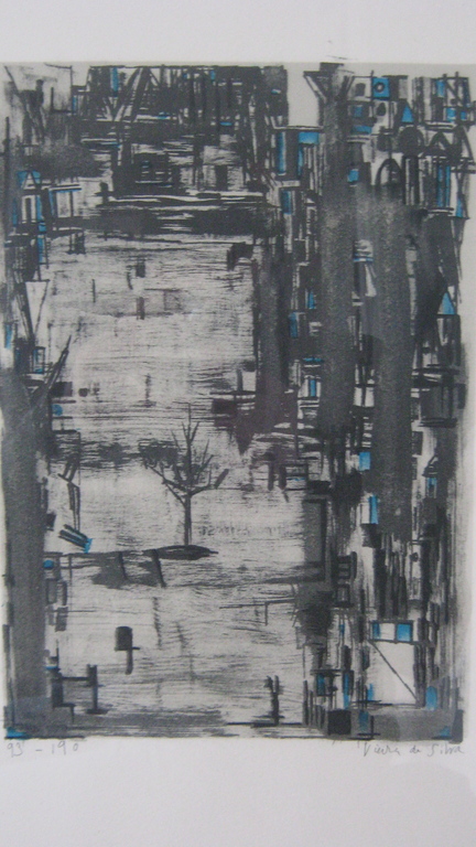 Vieira da Silva, Maria Elena kleurenlitho straat met boom  verkocht voor € 210!