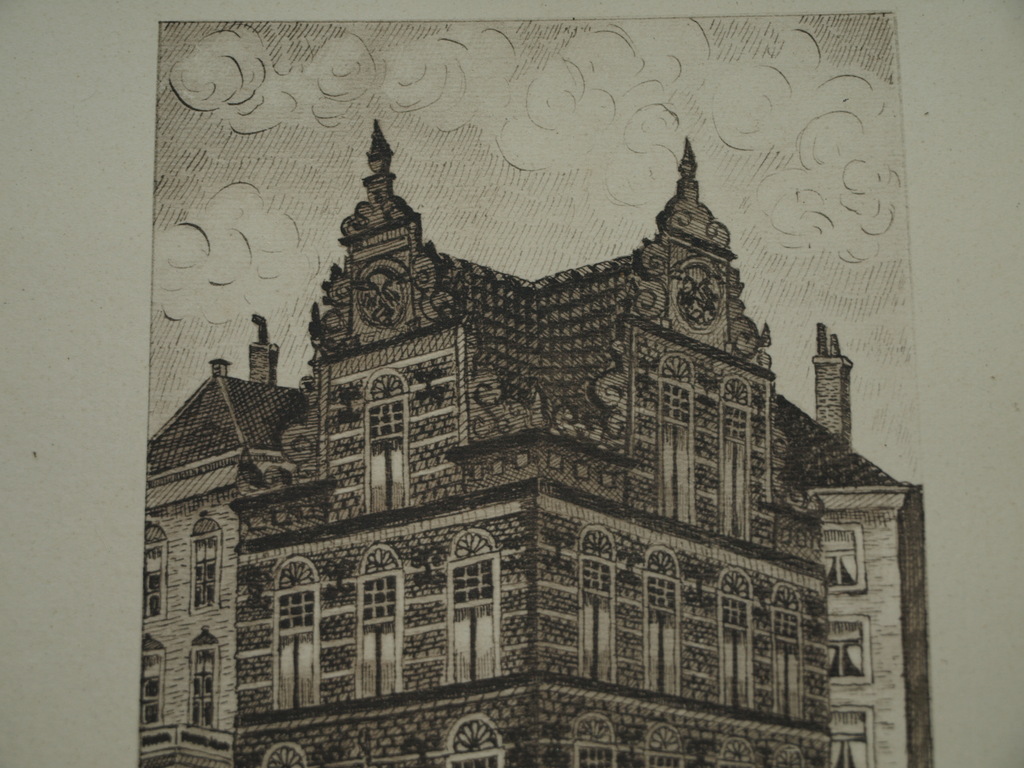 Onduidelijke signatuur - Ets – Het Goudkantoor Groningen – Ingelijst - Oud kopen? Bied vanaf 1!