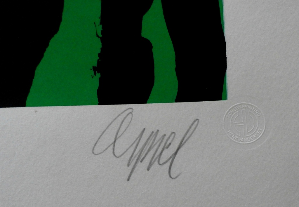 Karel Appel - zeefdruk: Head against green grass - 1977 kopen? Bied vanaf 1300!