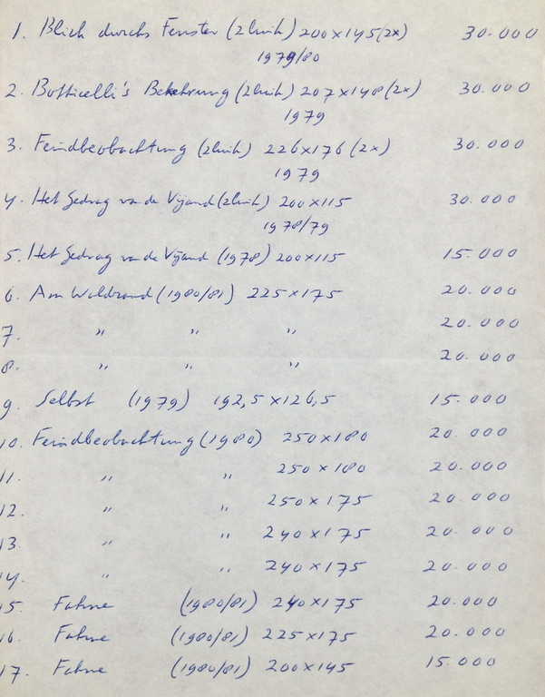 Armando, Originele handgeschreven prijslijst uit 1981 kopen? Bied vanaf 275!