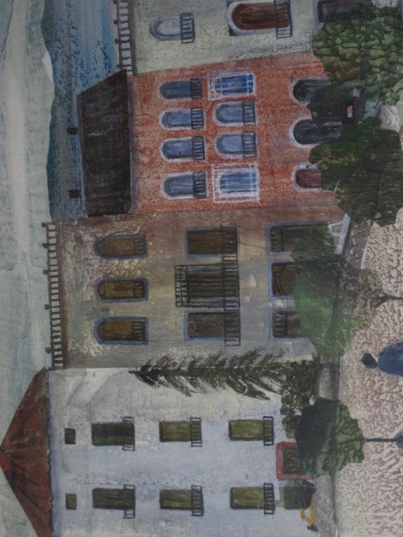monogram JMM - aquarel/pastel "Parijs - personen op plein" omstreeks 1950  kopen? Bied vanaf 1!