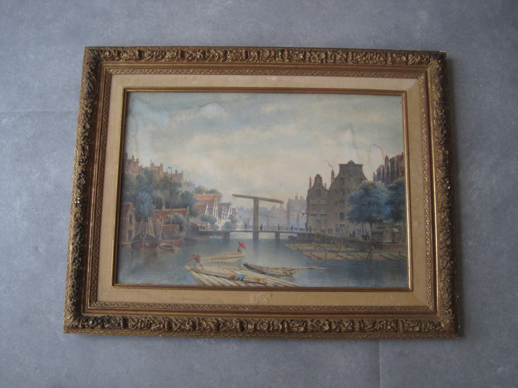 prachtige 19e eeuwse aquarel Amsterdam  kopen? Bied vanaf 1!
