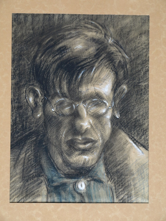 Onbekend : Tekening , Man met flaporen en bril – ca 1920 - Elias Smalhout kopen? Bied vanaf 1!