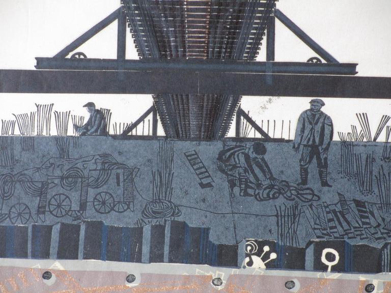 Toon Wegner, Bruggenbouw, Kleurenhoutsnede kopen? Bied vanaf 50!