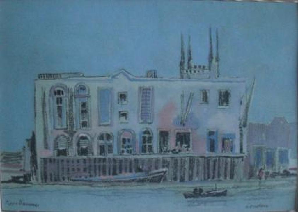 Poppe Damave, Aquarel met krijt, Londen kopen? Bied vanaf 275!