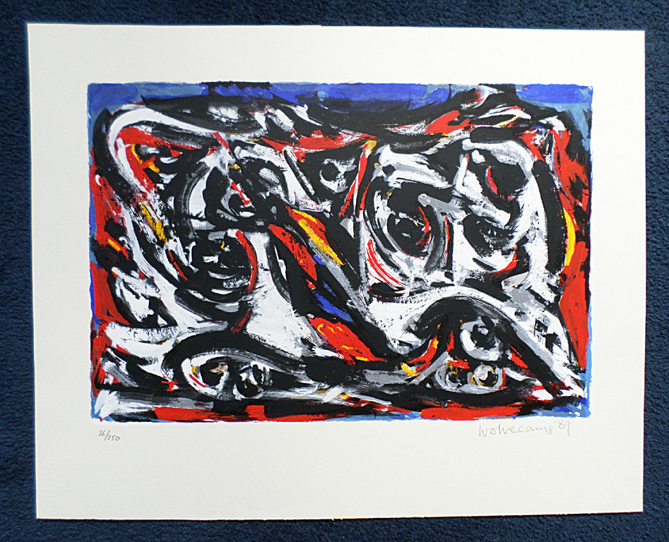Theo Wolvecamp - Abstracte voorstelling, zeefdruk kopen? Bied vanaf 185!