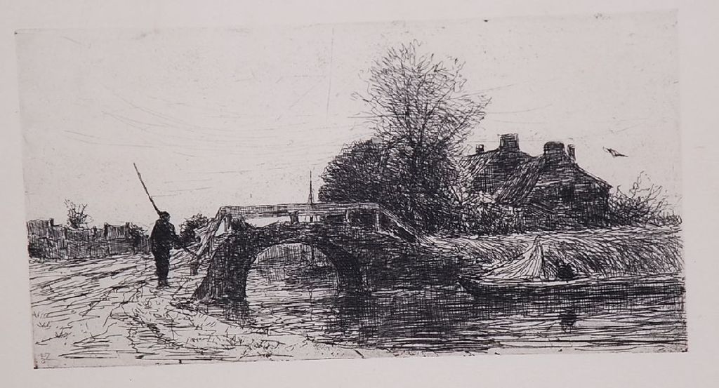 Ph. Zilcken: Ets. Boerderij bij stroompje uit 1890 kopen? Bied vanaf 20!
