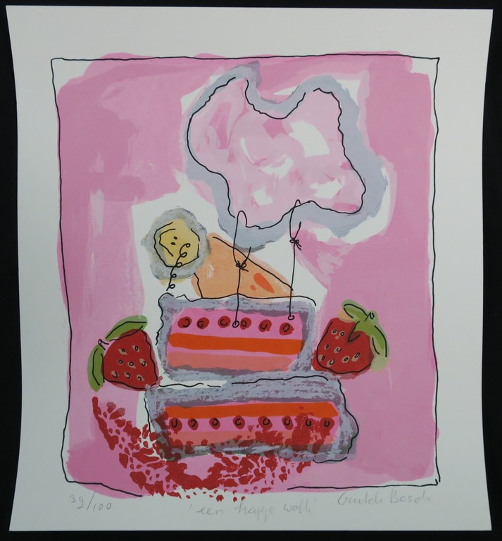 Geke uit de Bosch: Zeefdruk, Een hapje wolk (aardbeien) kopen? Bied vanaf 1!