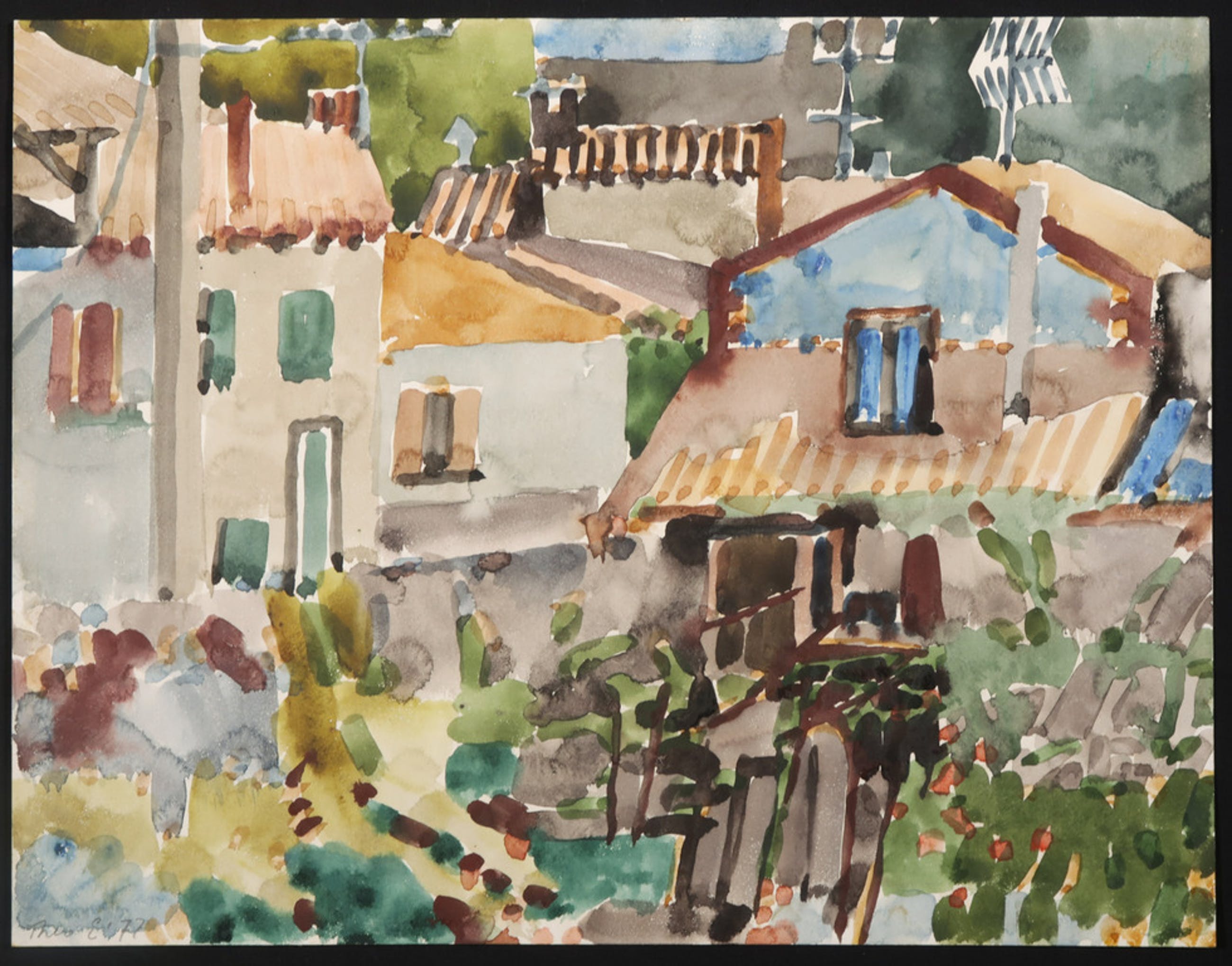 theo-elfrink-theo-elfrink-aquarel-zuid-frans-landschap-verkocht