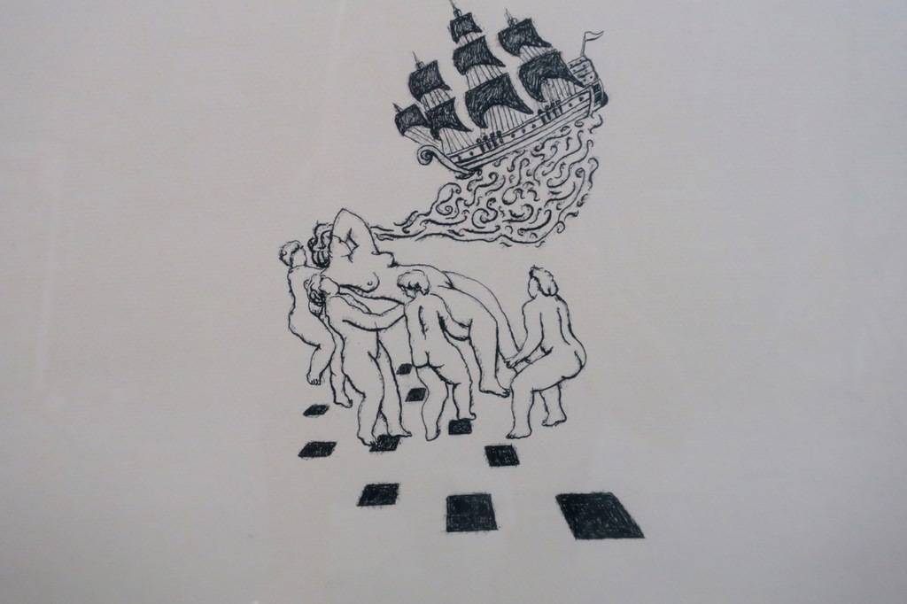 Hans van der Ham: Z/W Tekening, Z.T. - Ingelijst kopen? Bied vanaf 20!