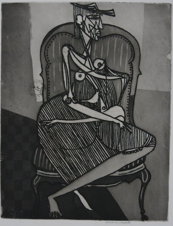 Theo Beerendonk: Ets en aquatint, Zittende vrouw kopen? Bied vanaf 40!