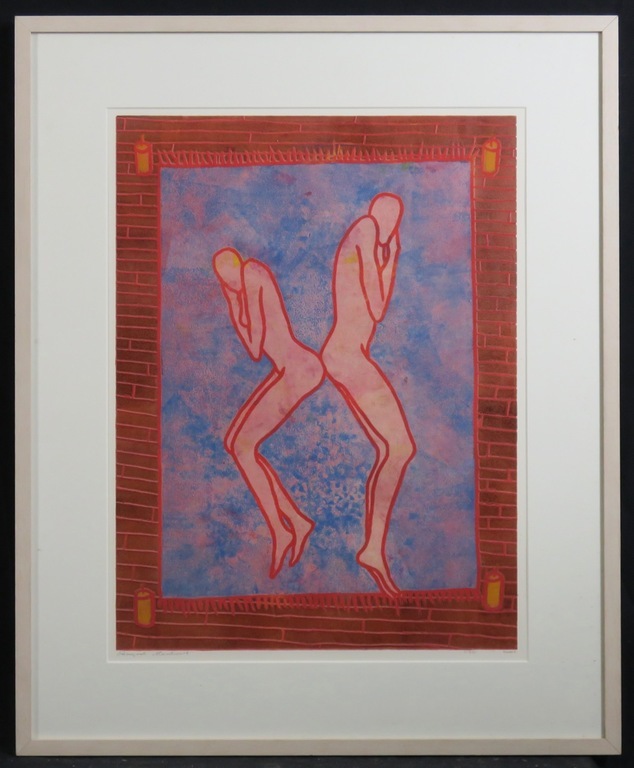 Raquel Maulwurf: Lino, Twee figuren - Ingelijst verkocht voor € 50!