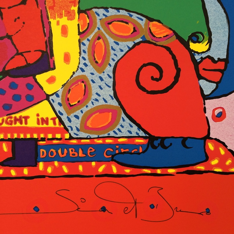 Simon & Bruno, zeefdruk op papier, Titel: kopen? Bied vanaf 40!