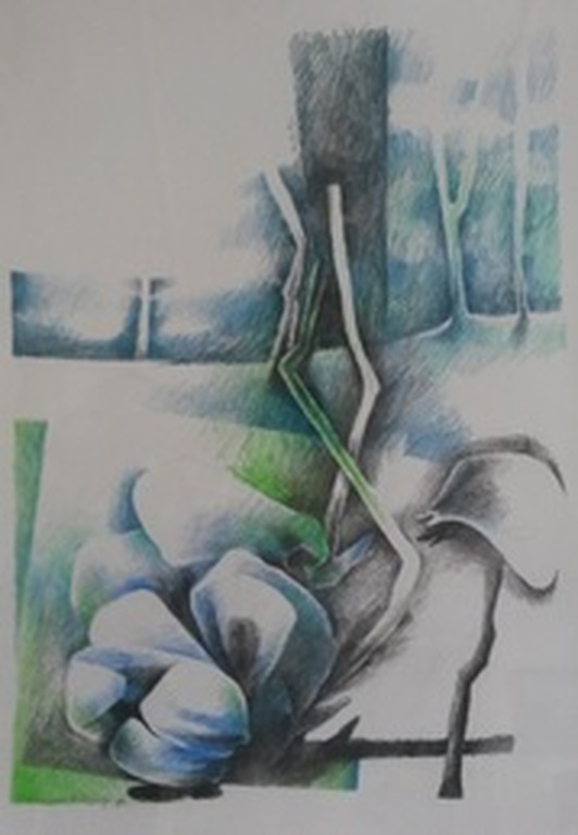 gemengde techniek op papier, ingelijst met luxe passe-partout gesigneerd kopen? Bied vanaf 1!