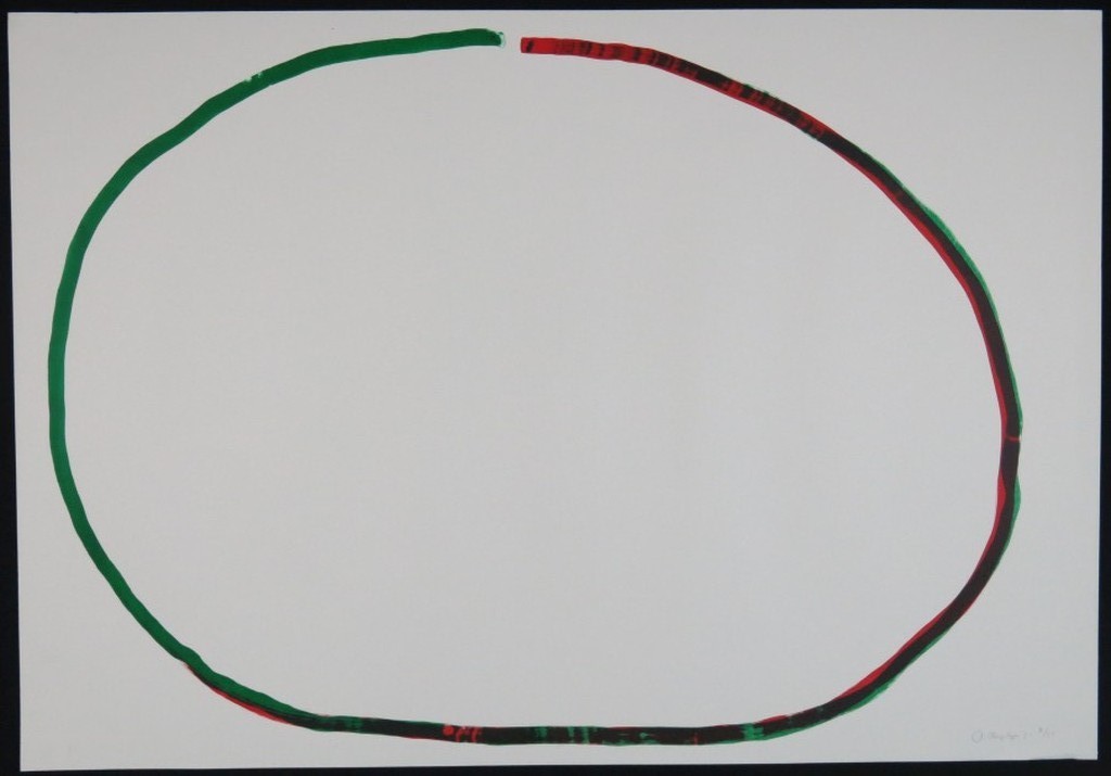 Rob van Koningsbruggen: Litho, Ovaal groen/rood (groot) kopen? Bied vanaf 80!