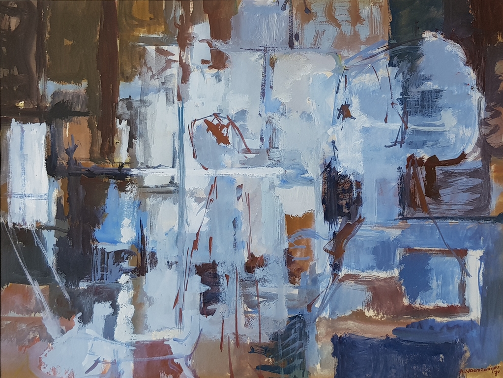 Anton Voorzanger gouache abstract, unica kopen? Bied vanaf 40!