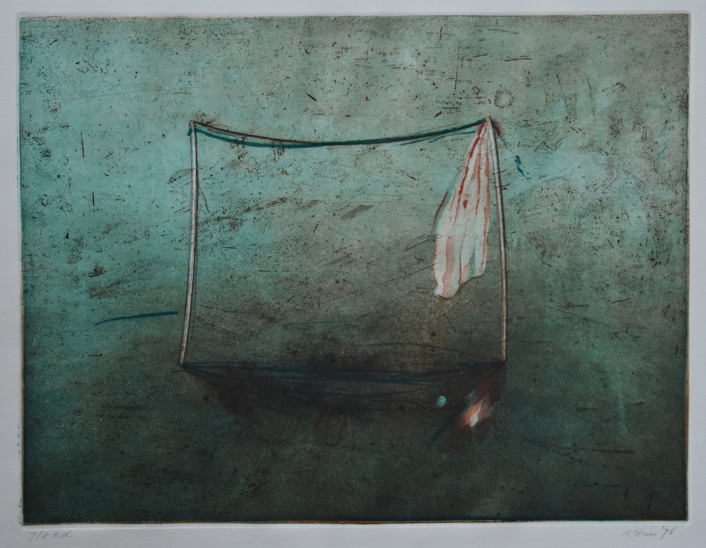 Arthur Stam # WASLIJN met LAKEN # ets, aquatint, drogenaald # 1976, oplage 8 ex. verkocht voor € 40!