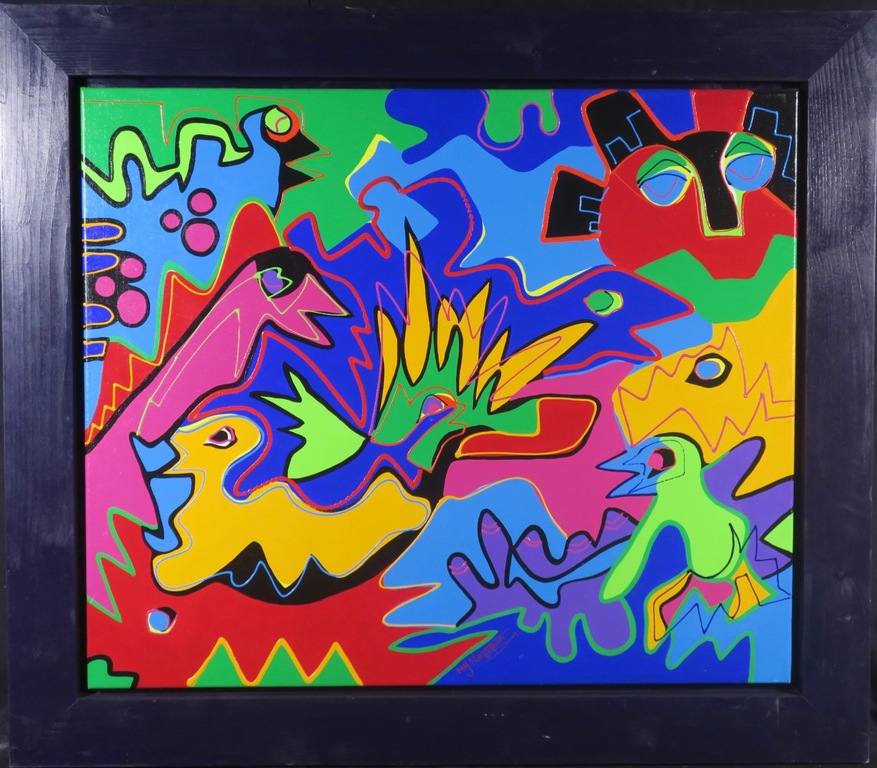 Marianne Naerebout: Acryl op doek, Z.T. - Ingelijst (Groot) verkocht voor € 450!