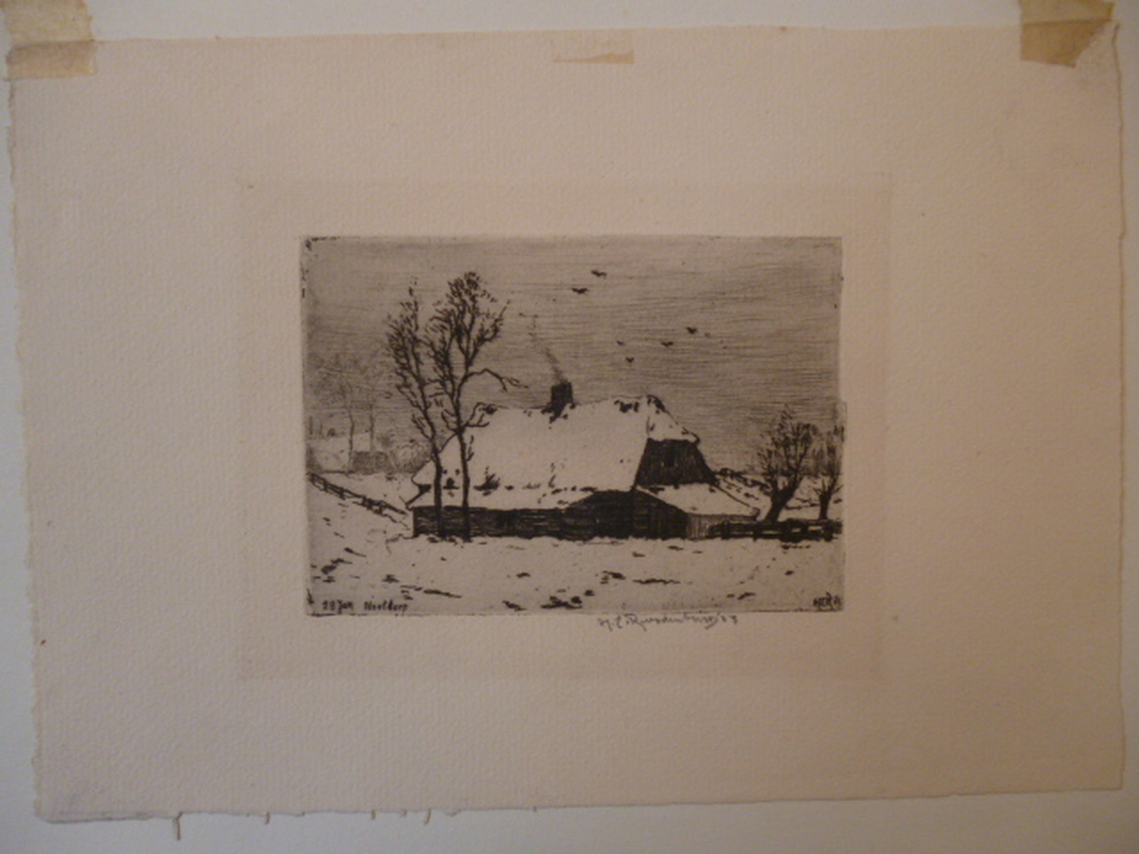 Hendrikus Elias Roodenburg - ets - Nootdorp, Boerderij in de winter kopen? Bied vanaf 45!