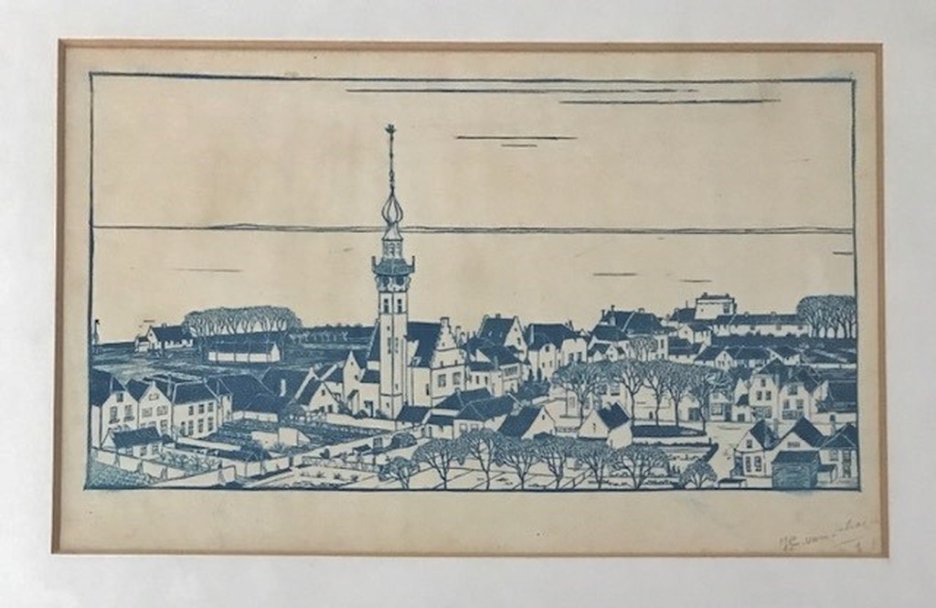 Houtsnede van de stad Veere kopen? Bied vanaf 1!