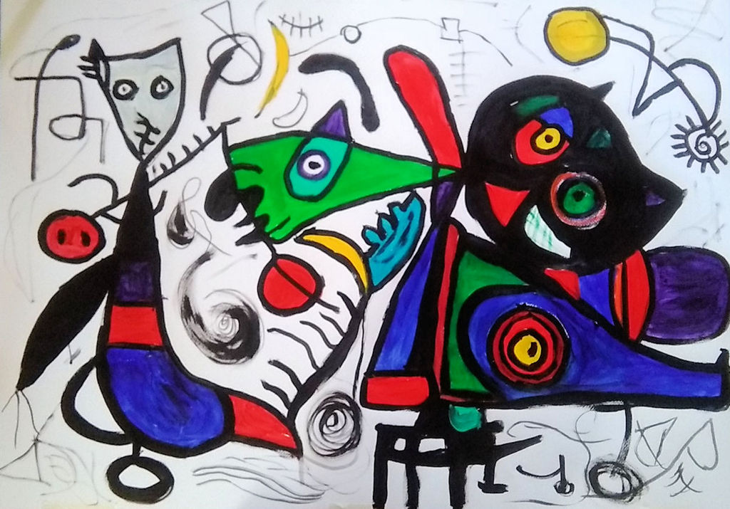 vreugde- acryl op papier- handgesigneerd verkocht voor € 120!