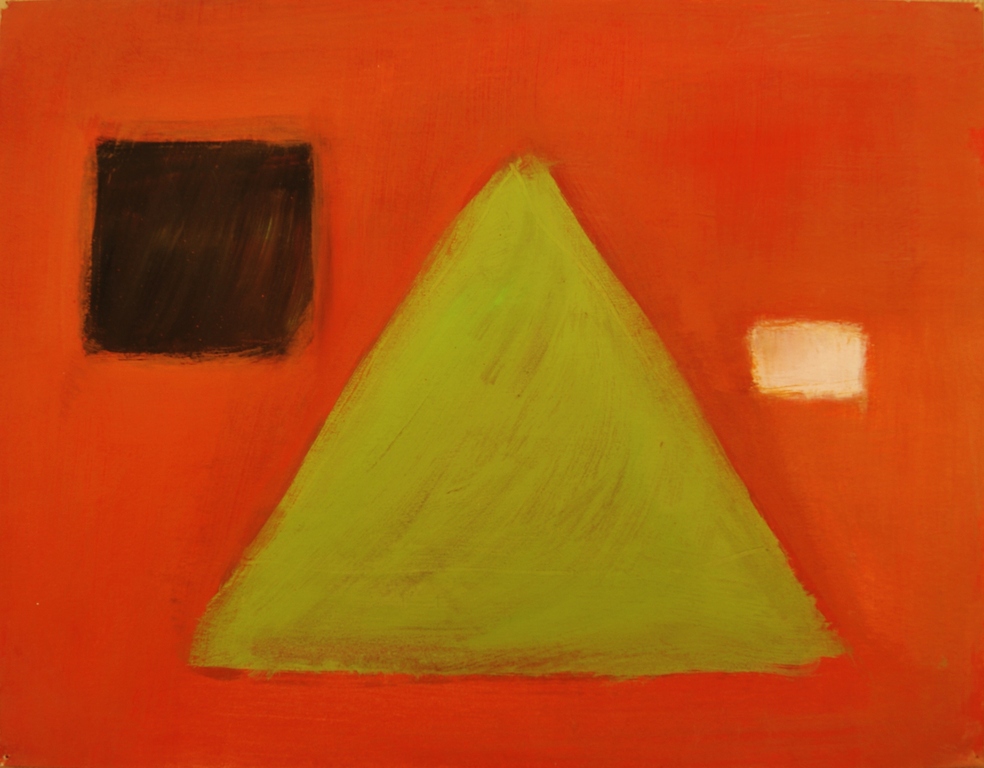Eugène Brands 'Triangle vert au fond rouge' gesigneerde gouache 1994 verkocht voor € 1150!