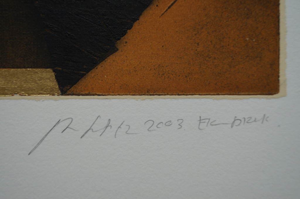 Jan Naezer - gesigneerde etscollage met bladgoud - 2003 kopen? Bied vanaf 1!