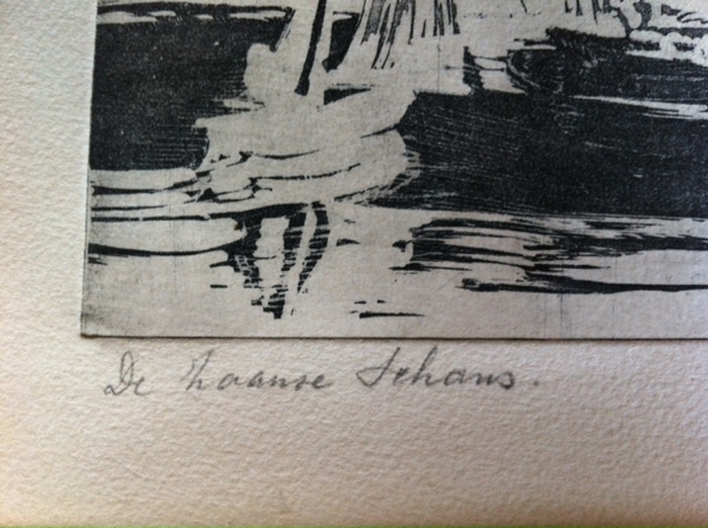 Prachtige ets ARN.J.MENS - ZAANSE SCHANS 52 X 35 cm = gesigneerd. kopen? Bied vanaf 8!