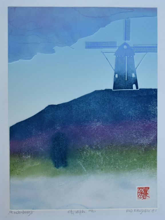 Ries Kleijnen - Ries Kleijnen # DE MOLENBERG 3 # ets/zeefdruk, oplage 50 gesigneerd, 1981, mint- kopen? Bied vanaf 35!