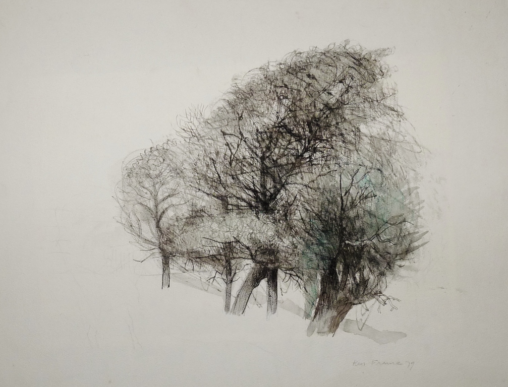 Kees Franse - bomen - gemengde techniek - gesigneerd verkocht voor € 110!