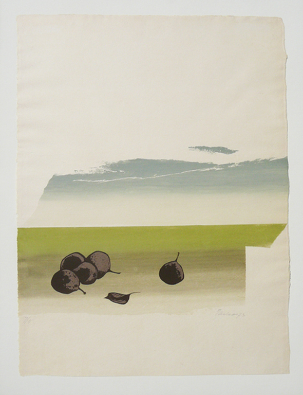 Zeefdruk: 'Peren' -onleesbaar gesigneerd / 1973- verkocht voor € 60!