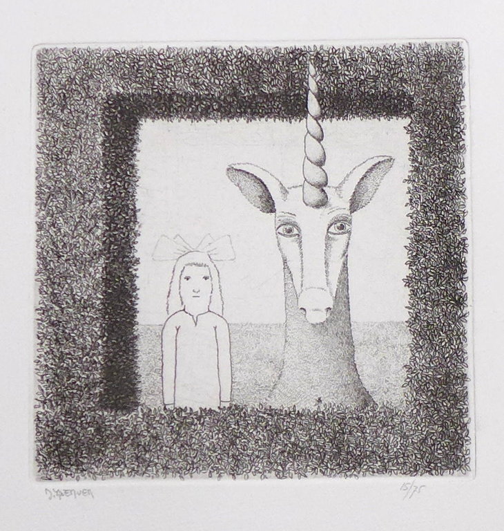 Dolf Zwerver, Eenhoorn, ets verkocht voor € 80!