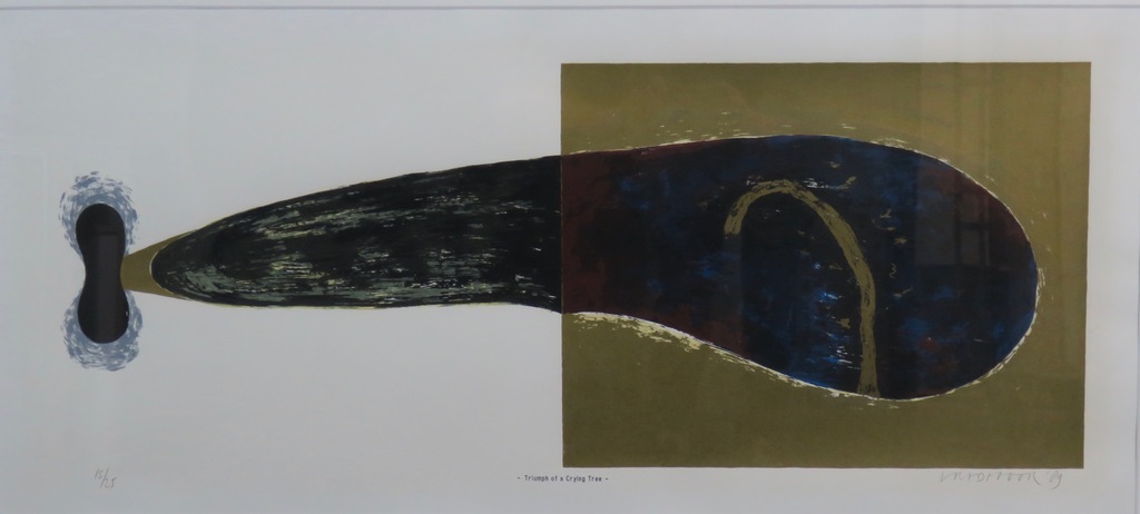 Bert Vredegoor: Zeefdruk, Triumph of a crying tree -Ingelijst kopen? Bied vanaf 35!